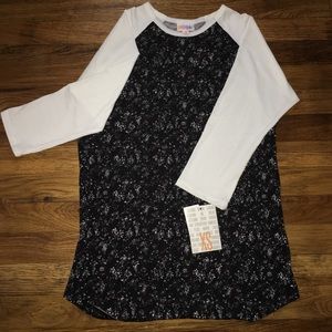 LulaRoe Black and White Flower Randy Size XS NWT